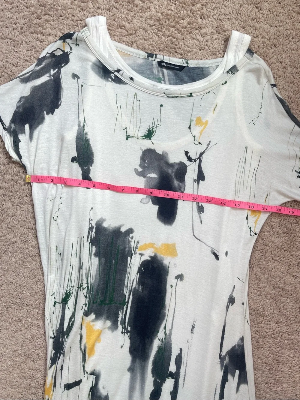 Uma Raquel Davidowicz Drapey Asymmetrical Abstract Paint Splatter Printed Dress - Picture 11 of 16